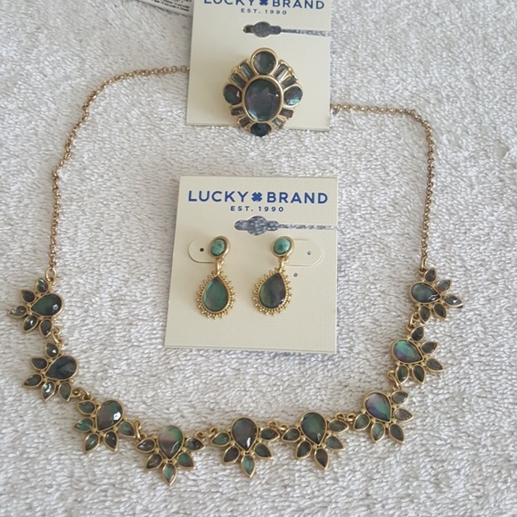 New Lucky Brand Turquoise/Mother of Pearl Earrings - Picture 6 of 6